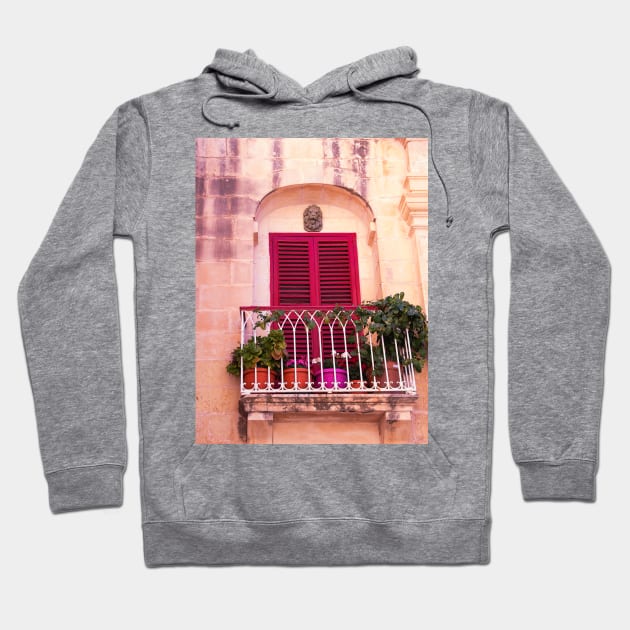 Balcony, Mdina, Malta Hoodie by Graz-Photos